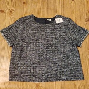 J. Crew Textured Black and Gray Short Sleeve Top